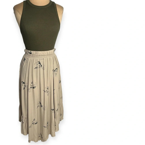 Vintage Miss Mod Marilyn Monroe print midi skirt tan black size 6/Medium - Picture 5 of 13